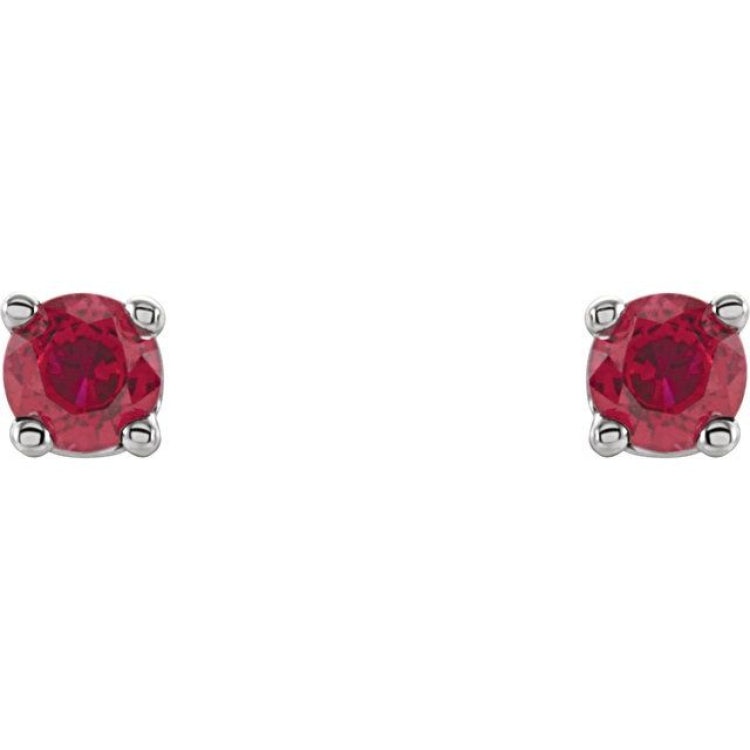 14K White Gold 2.5 mm Lab-Grown Ruby Earrings