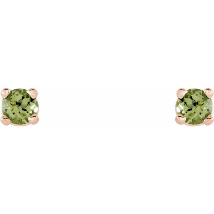 14K Rose Gold 2.5 mm Natural Peridot Earrings