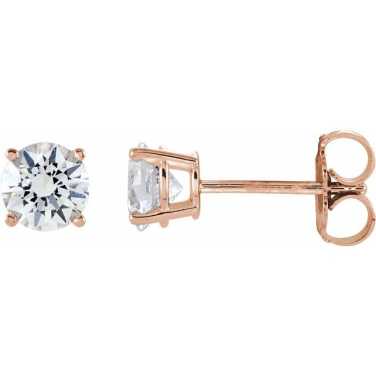 14K Rose Gold 5 mm Natural White Sapphire Earrings