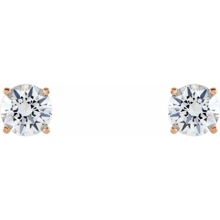 14K Rose Gold 5 mm Natural White Sapphire Earrings
