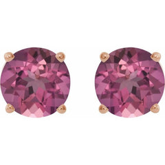 14K Rose Gold 5 mm Natural Pink Tourmaline Earrings