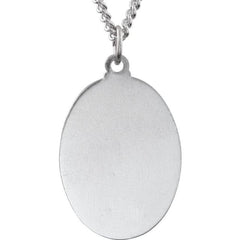 Sterling Silver 26x20 mm Blue Enamel St. Christopher Medal 24" Necklace