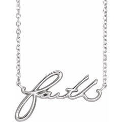 14K White Gold Faith 16" Necklace