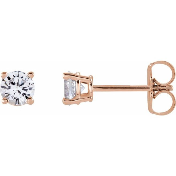 14K Rose Gold 4 mm Stuller Lab-Grown Moissanite Earrings