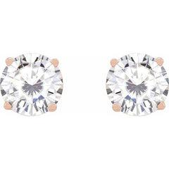 14K Rose Gold 6.5 mm Stuller Lab-Grown Moissanite Earrings