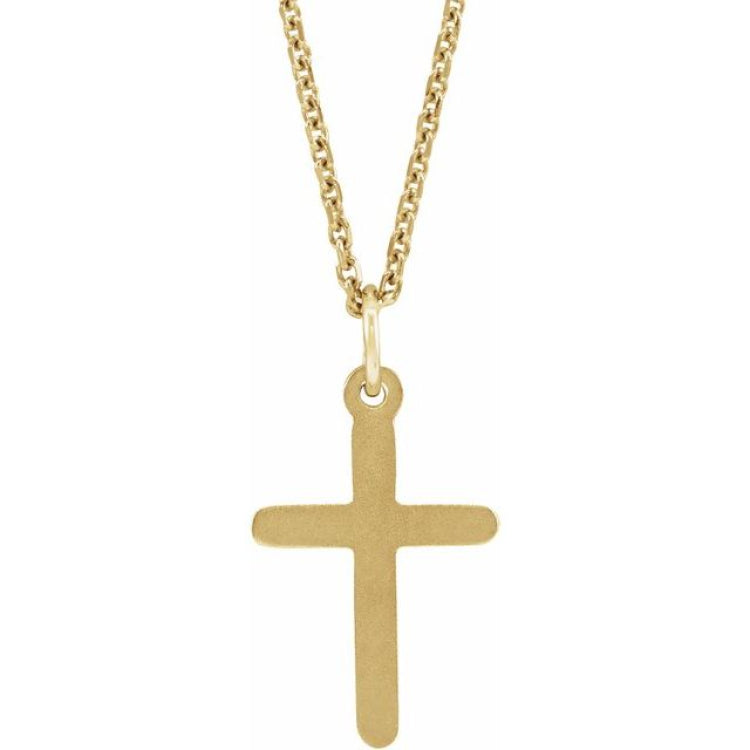 14K Yellow Gold Cross 18" Necklace