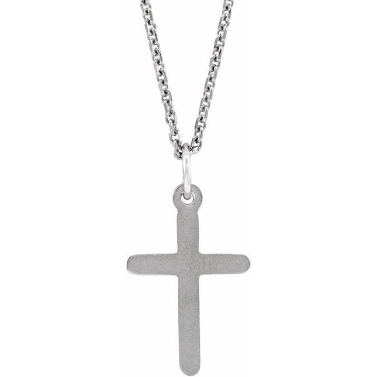 14K White Gold Cross 18" Necklace