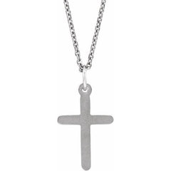 14K White Gold Cross 18" Necklace