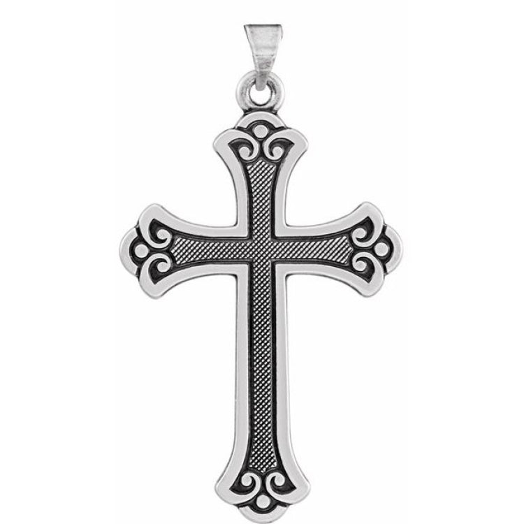14K White Gold Cross Pendant