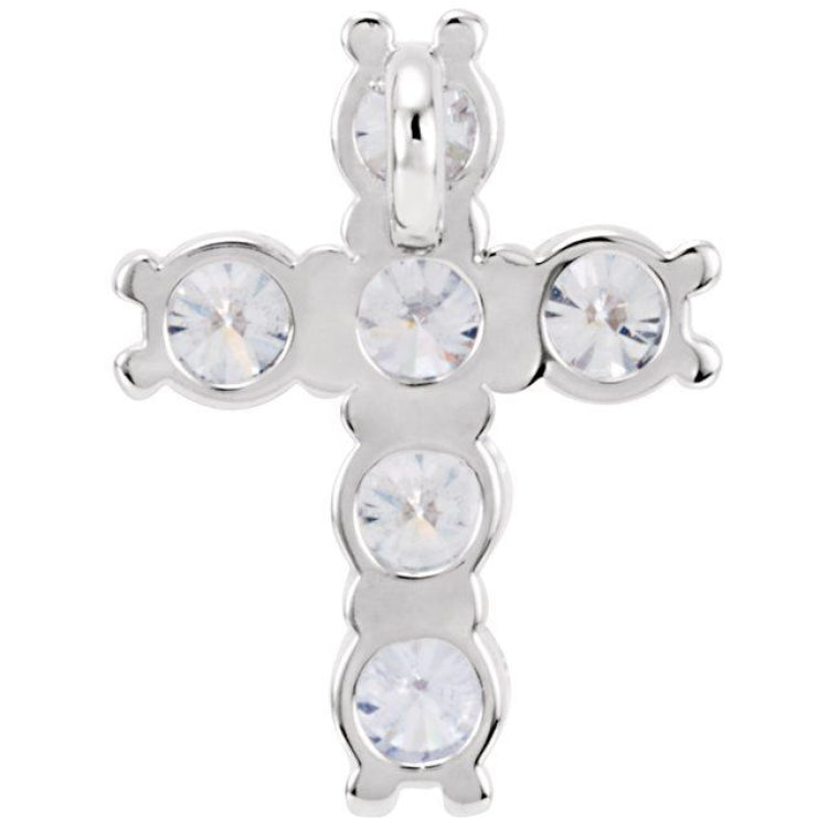 14K White 1/2 CTW Natural Diamond Cross Pendant