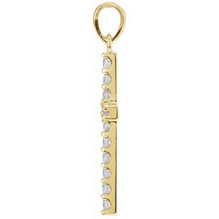14K Yellow 1 3/8 CTW Natural Diamond Cross Pendant