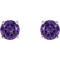 14K White Gold 5 mm Natural Amethyst Earrings