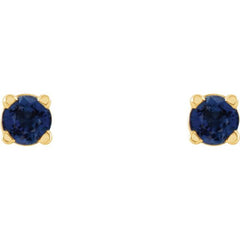 14K Yellow Gold 2.5 mm Natural Blue Sapphire Earrings