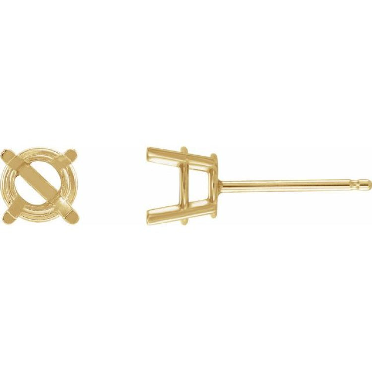 14K Yellow Gold 2.5 mm Natural Blue Sapphire Earrings