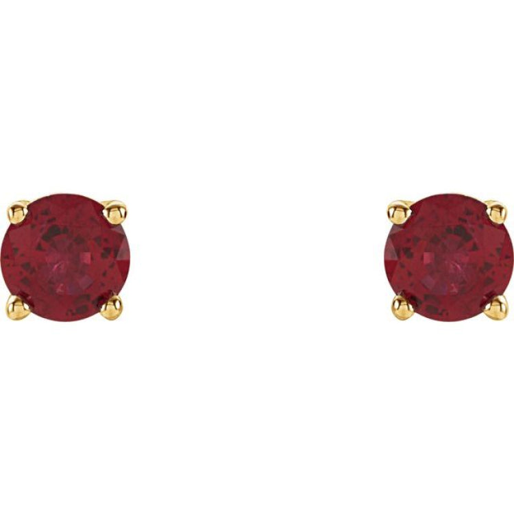 14K Yellow Gold 4 mm Natural Ruby Earrings