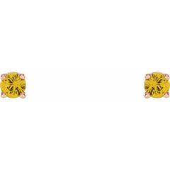14K Rose Gold 2.5 mm Natural Yellow Sapphire Earrings