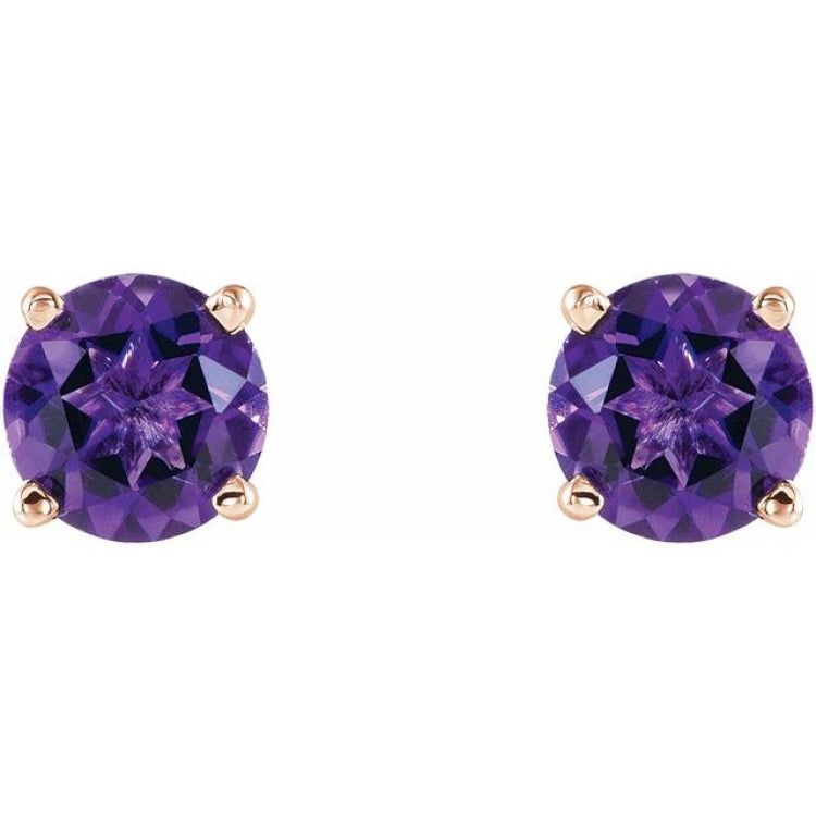 14K Rose Gold 5 mm Natural Amethyst Earrings