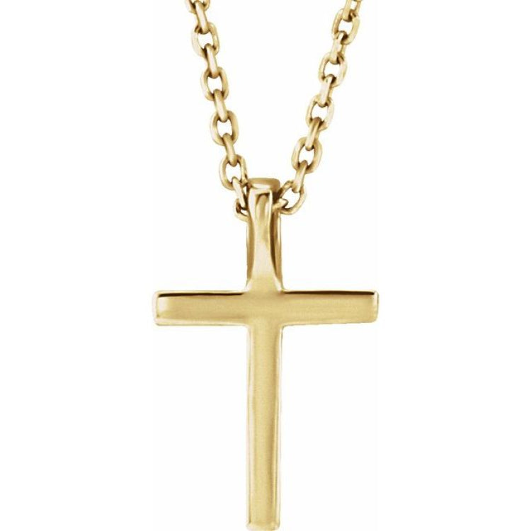 14K Yellow Natural Yellow Sapphire Petite Cross 16" Necklace