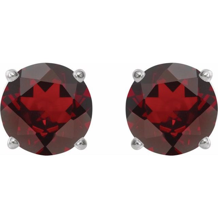 14K White Gold 5 mm Natural Mozambique Garnet Earrings
