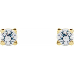 14K Yellow Gold 2.5 mm Natural White Sapphire Earrings