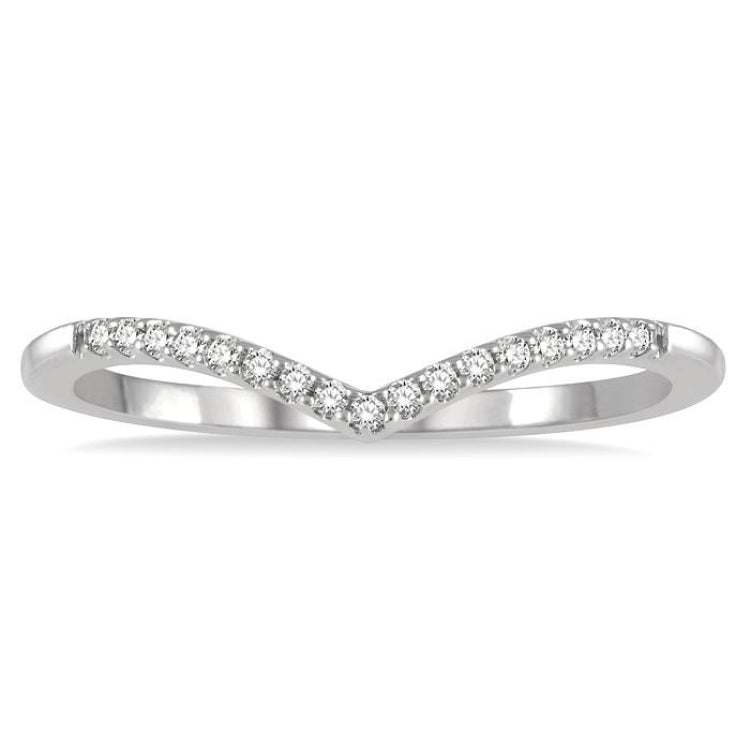 1/10 Ctw Chevron Round Cut Diamond Petite Band in 14K White Gold