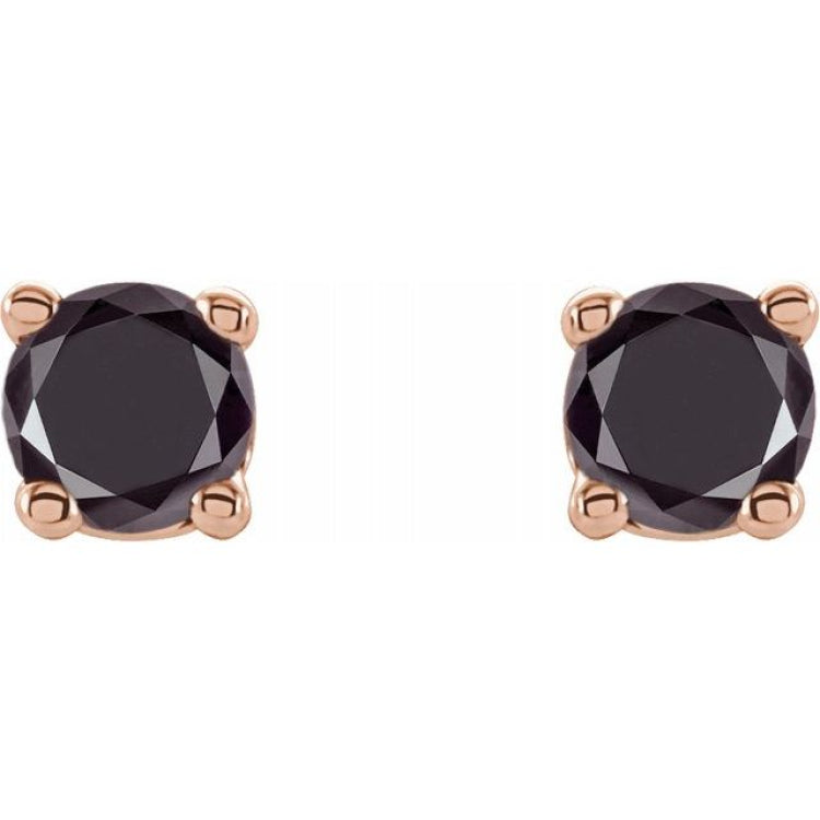 14K Rose Gold 1/8 CTW Natural Black Diamond Earrings