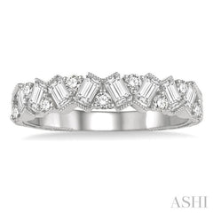 5/8 Ctw Zigzag Baguette and Round Cut Diamond Band in 14K White Gold