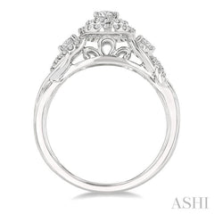 3/8 Ctw Split Twisted Shank Round Cut Diamond Semi-Mount Engagement Ring in 14K White Gold