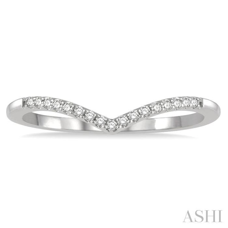 1/10 Ctw Chevron Round Cut Diamond Petite Band in 10K White Gold