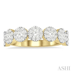 1 Ctw Jointed Circular Mount Lovebright Diamond Cluster Band in 14K Yellow and White Gold