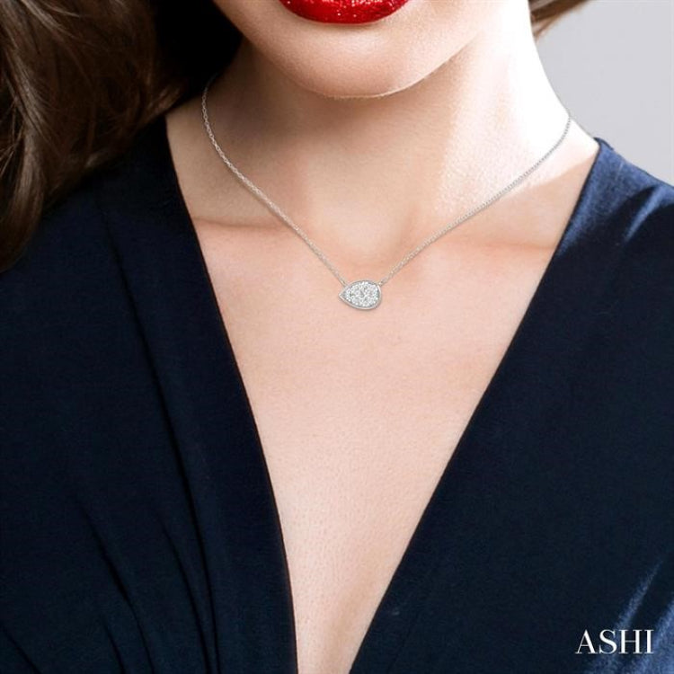1/6 Ctw Pear Shape Lovebright Diamond Pendant With Chain in 14K White Gold