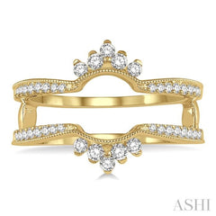 1/3 Ctw Curved Center Round Cut Diamond Insert Ring in 14K Yellow Gold