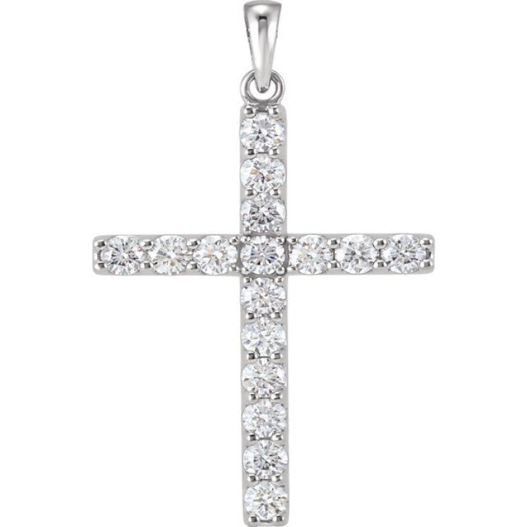 14K White Gold 1/2 CTW Lab-Grown Diamond Cross Pendant