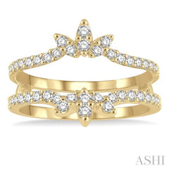 1/2 Ctw Lotus Center Round Cut Diamond Insert Ring in 14K Yellow Gold