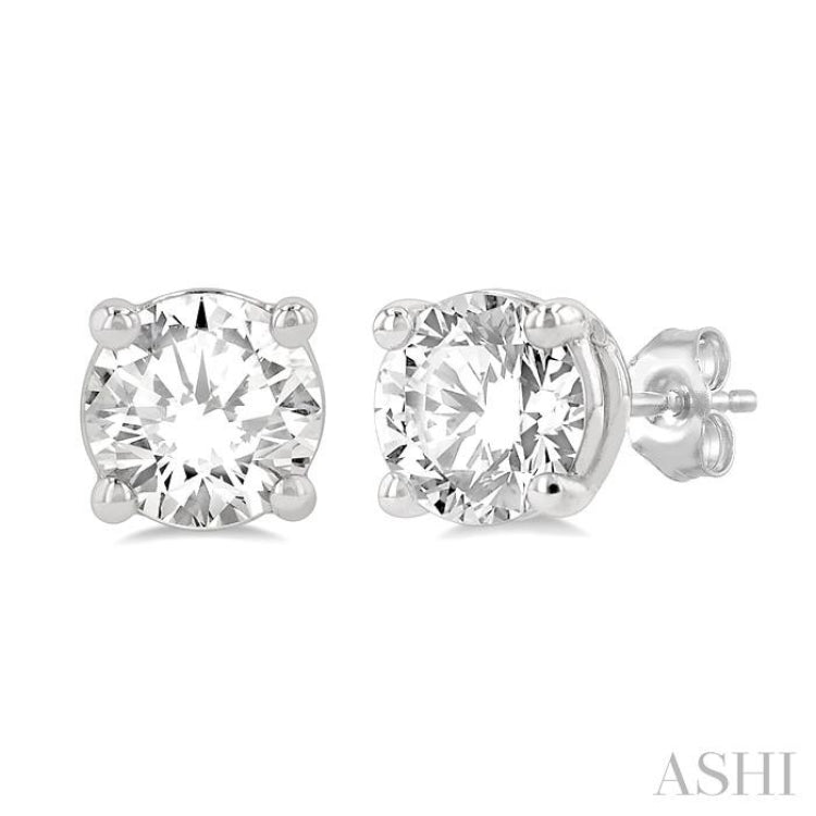 1 1/4 Ctw Round Cut Diamond Stud Earring in 14K White Gold