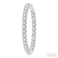 10 Ctw Inside-Out Round Cut Diamond 1 1/2 Inch Hoop Earrings in 14K White Gold