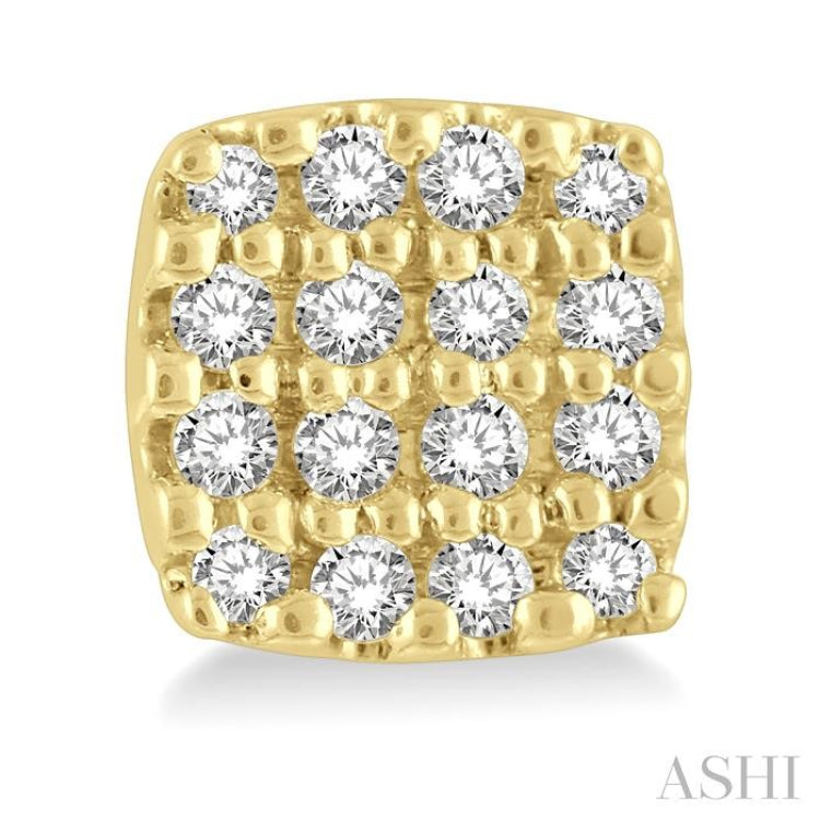 1/8 Ctw Cushion Shape Round Cut Diamond Petite Fashion Earring in 14K Yellow Gold