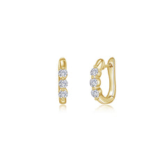 3-Stone Huggie Hoop Earrings