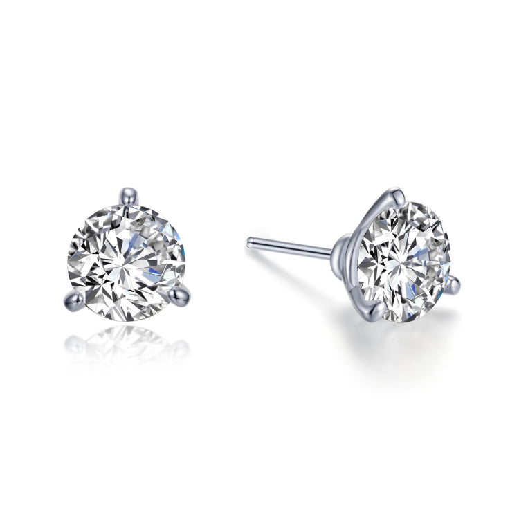 3 CTW 3 Prong Martini Stud Earrings