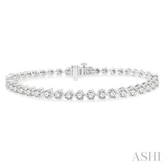 6 Ctw Round Cut Diamond 3-Prong Tennis Bracelet in 14K White Gold