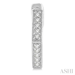 1/8 Ctw Petite Hexagon Round Cut Diamond Fashion Huggies in 10K White Gold
