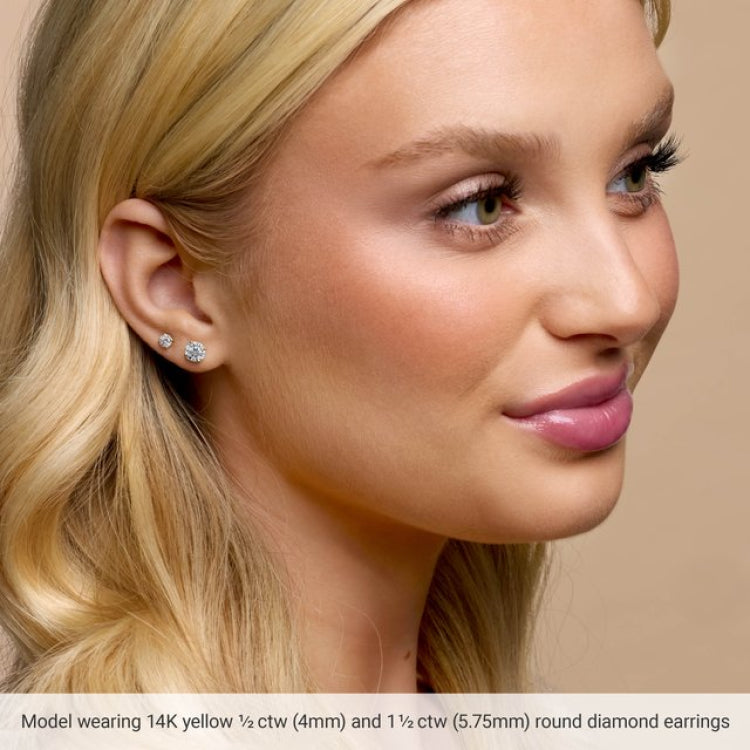 14K Yellow Gold 1/2 CTW Lab-Grown Diamond 4-Prong Stud Earrings