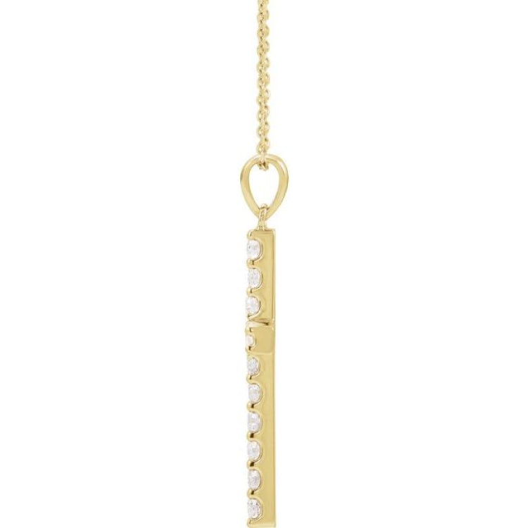 14K Yellow 5/8 CTW Lab-Grown Diamond Cross 18" Necklace