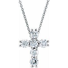 14K White Gold 1/3 CTW Lab-Grown Diamond Cross 18" Necklace
