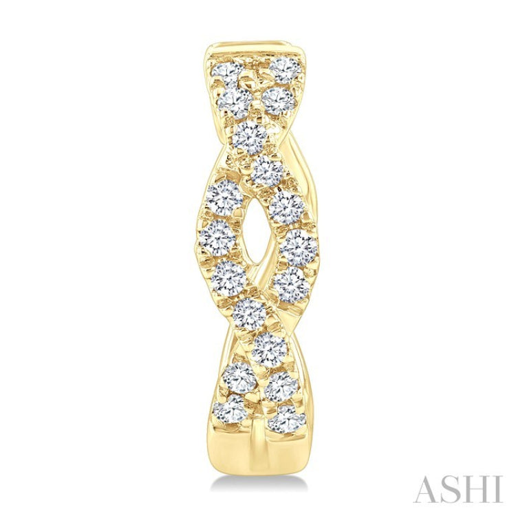 1/6 Ctw Entwined Round Cut Diamond Huggie Petite Earrings in 10K Yellow Gold