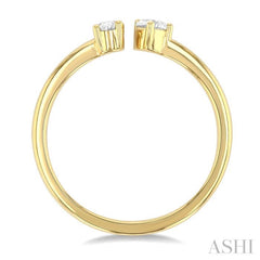 1/3 Ctw Toi Et Moi Oval and Pear Cut Diamond Open Fashion Ring in 14K Yellow Gold