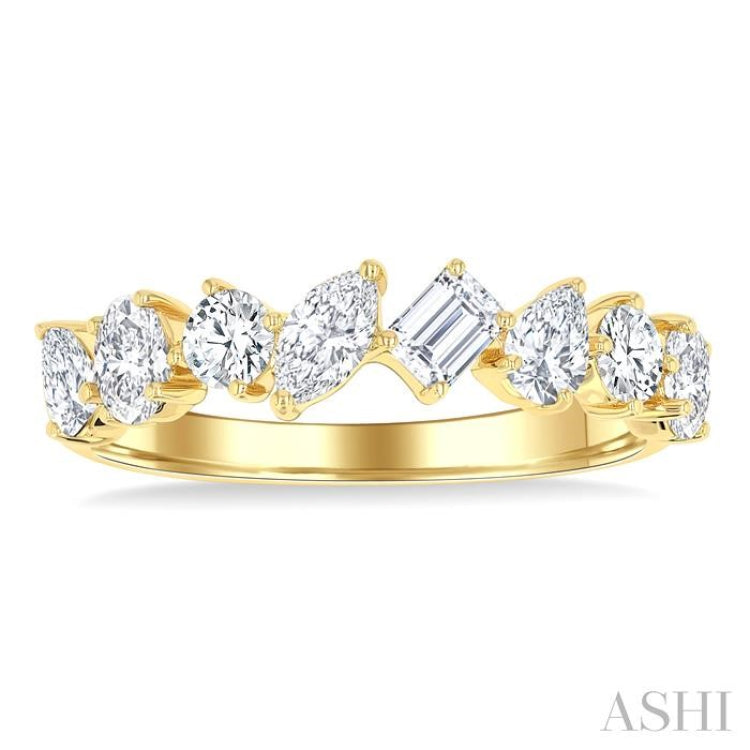1 1/10 Ctw Mixed Shape Diamond Fashion Band in 14K Yellow Gold