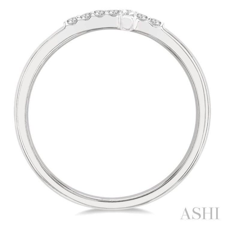 1/10 Ctw Petite Reclining Cross Round Cut Diamond Stackable Fashion Ring in 10K White Gold