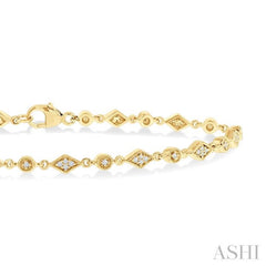 1/4 Ctw Art Deco Kite Round Cut Diamond Fashion Tennis Bracelet in 10K Yellow Gold