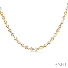 1 1/4 Ctw Bezel Set Round Cut Diamond Tennis Necklace in 14K Yellow Gold